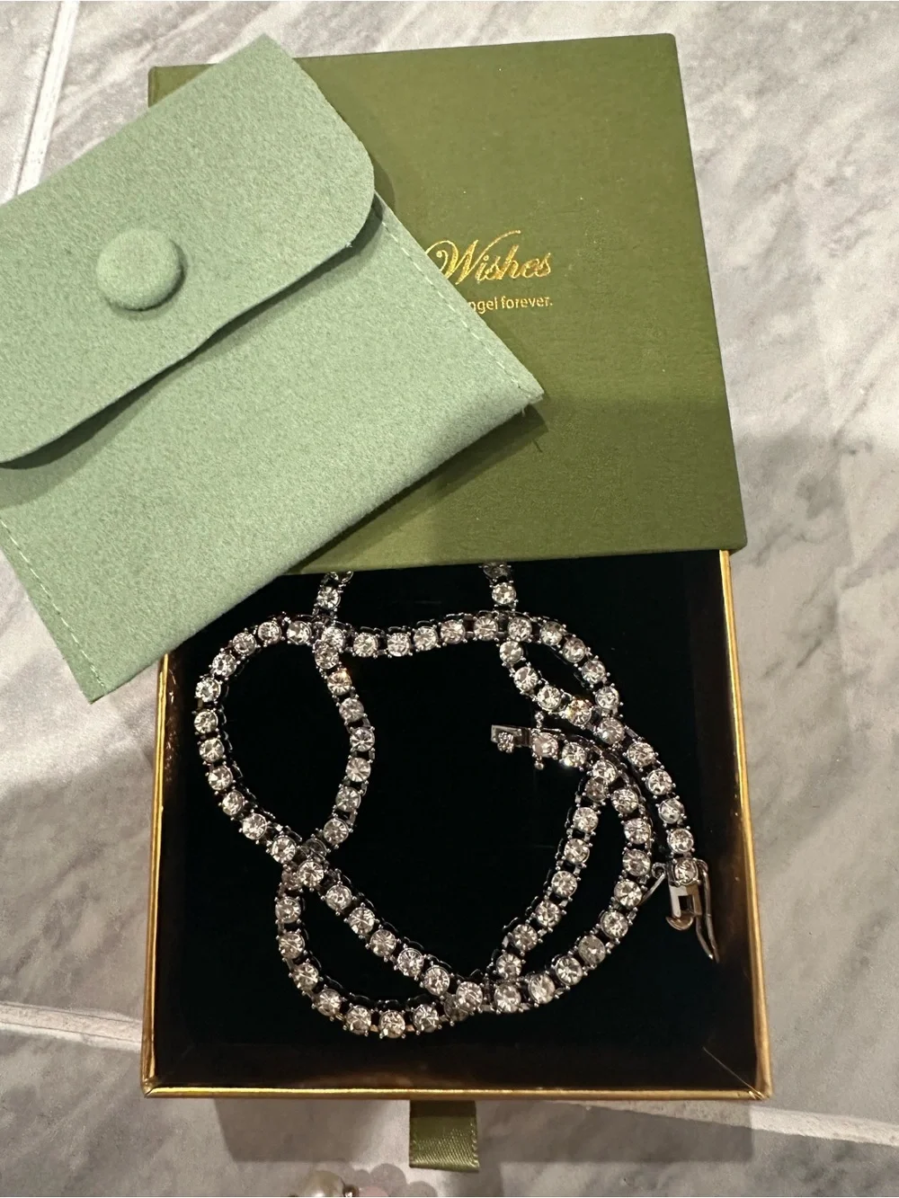 Wish Silver Crystal Tennis Necklace with Clear Stones
